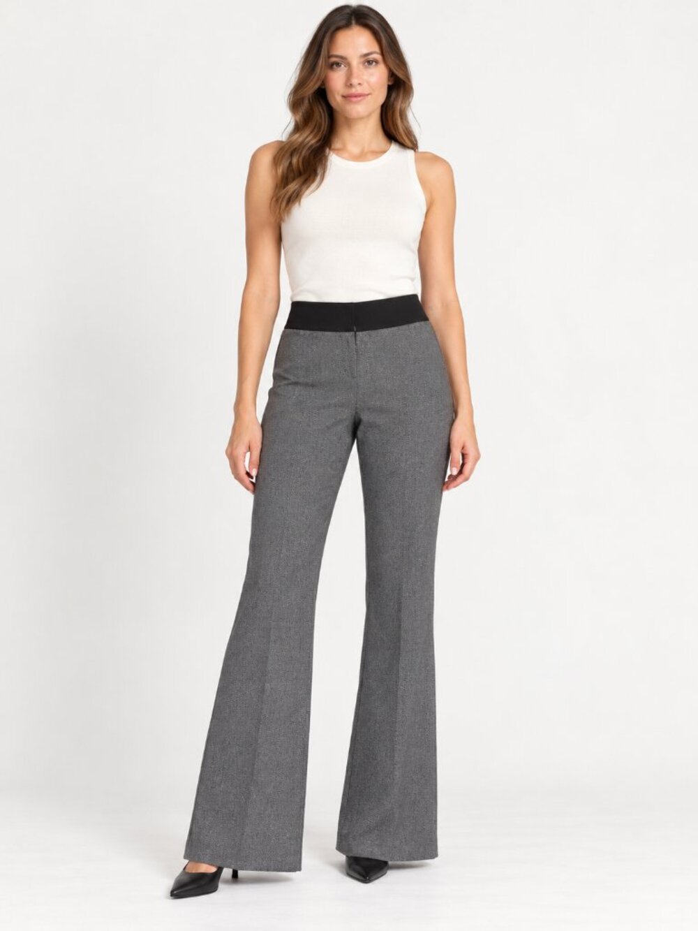 Express Editor Gray Microcheck Bootcut Dress Pants Size 0R Stretch Fit